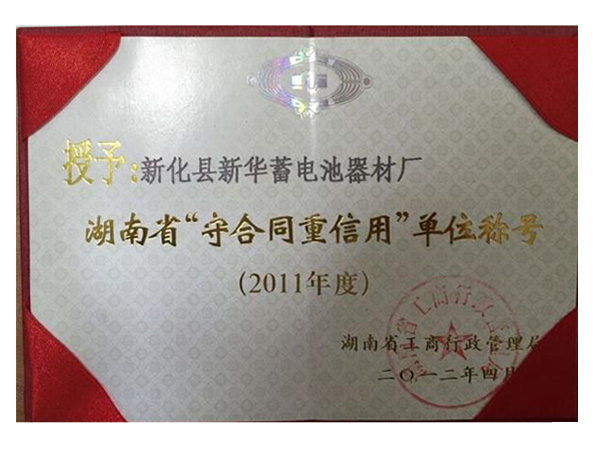 2011年湖南省“守合同重信用”单位称号